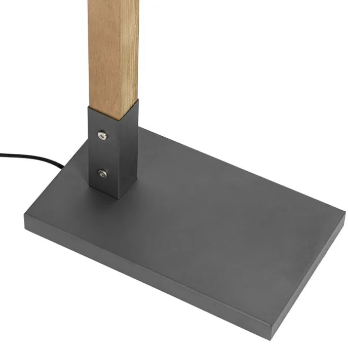 Industriële vloerlamp donkergrijs met hout - Arthur