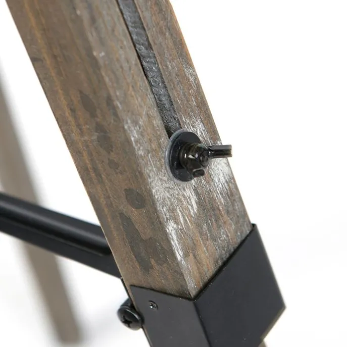Industriële vloerlamp tripod hout met studiospot - Braha