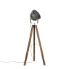 Industriële vloerlamp tripod staal met hout kantelbaar - Emado