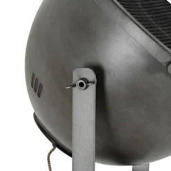 Industriële vloerlamp tripod staal met hout kantelbaar - Emado