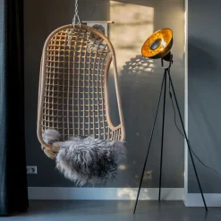 Industriële vloerlamp tripod zwart met goud - Magna Basic 25