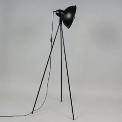 Industriële vloerlamp tripod zwart met goud - Magna Basic 25