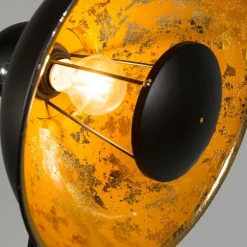 Industriële vloerlamp tripod zwart met goud - Magna Basic 25