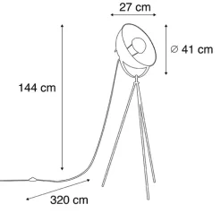 Industriële vloerlamp tripod zwart - Magna 40 Eglip