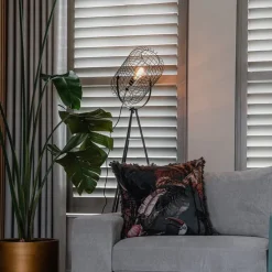 Industriële vloerlamp tripod staal zwart - Bliss Vefa