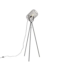 Industriële vloerlamp tripod staal zwart - Bliss Vefa