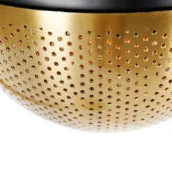 Industriële vloerlamp zwart met messing 2-lichts - Haicha