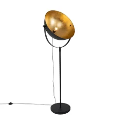 Industriële vloerlamp zwart 50 cm met goud verstelbaar - Magnax