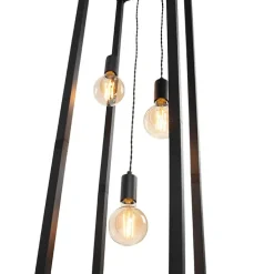Industriële vloerlamp zwart 3-lichts - Big Cage