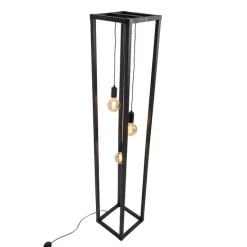 Industriële vloerlamp zwart 3-lichts - Big Cage