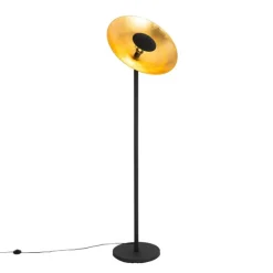 Industriële vloerlamp zwart met gouden binnenkant 60 cm - Magnax