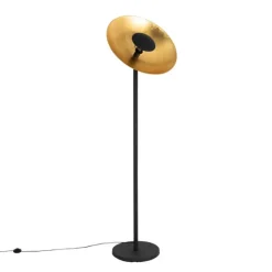 Industriële vloerlamp zwart met gouden binnenkant 60 cm - Magnax