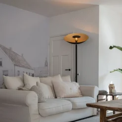 Industriële vloerlamp zwart met gouden binnenkant 60 cm - Magnax