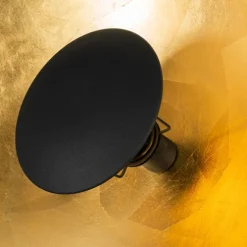 Industriële vloerlamp zwart met gouden binnenkant 60 cm - Magnax