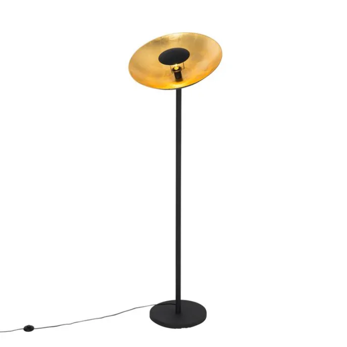 Industriële vloerlamp zwart met gouden binnenkant 60 cm - Magnax