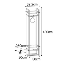 Industriële vloerlamp zwart met hout - Cage Rack