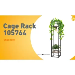 Industriële vloerlamp zwart met hout - Cage Rack
