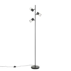 Industriële vloerlamp zwart 3-lichts - Jim
