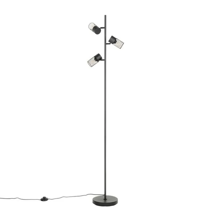 Industriële vloerlamp zwart 3-lichts - Jim