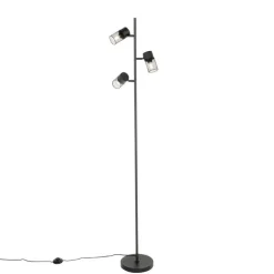 Industriële vloerlamp zwart 3-lichts - Jim