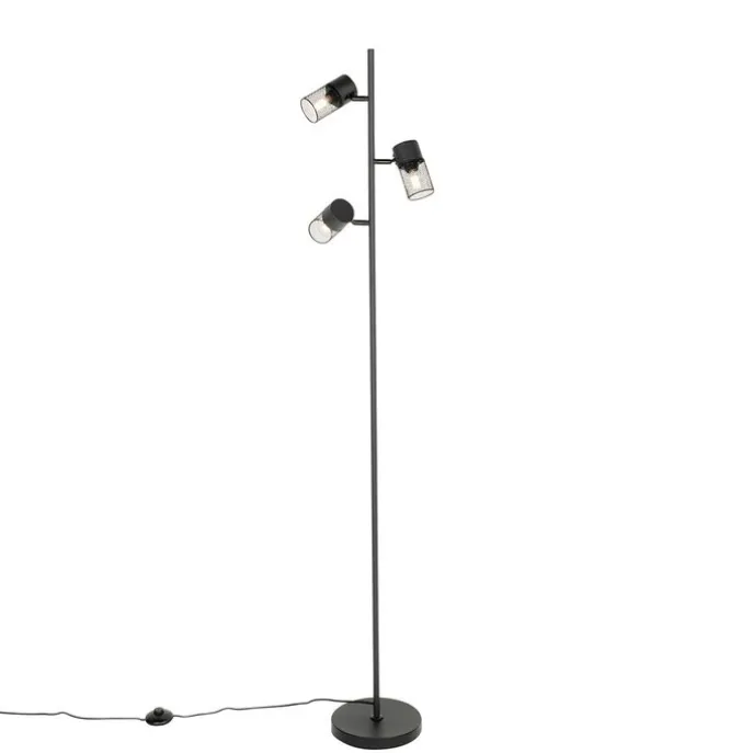Industriële vloerlamp zwart 3-lichts - Jim