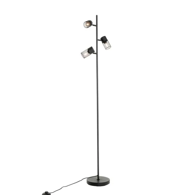 Industriële vloerlamp zwart 3-lichts - Jim