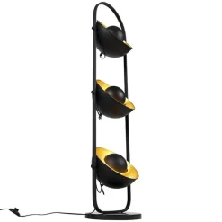 Industriële vloerlamp zwart met goud 3-lichts - Magnax