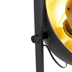 Industriële vloerlamp zwart met goud 3-lichts - Magnax