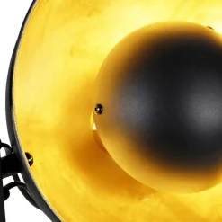 Industriële vloerlamp zwart met goud 3-lichts - Magnax