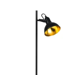 Industriële vloerlamp zwart met goud 1-lichts - Tommy