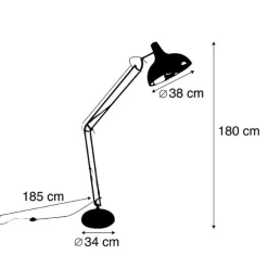 Industriële vloerlamp zwart verstelbaar - Hobby