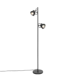Industriële vloerlamp zwart 2-lichts - Emado