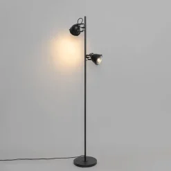 Industriële vloerlamp zwart 2-lichts - Emado