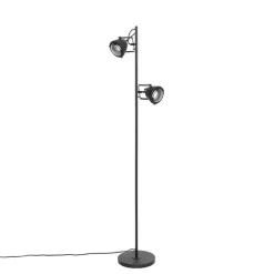 Industriële vloerlamp zwart 2-lichts - Emado