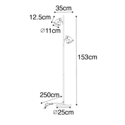 Industriële vloerlamp zwart 2-lichts - Emado
