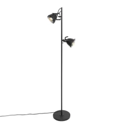 Industriële vloerlamp zwart 2-lichts - Emado