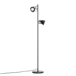 Industriële vloerlamp zwart 2-lichts - Emado