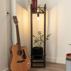 Industriële vloerlamp zwart - Cage Rack