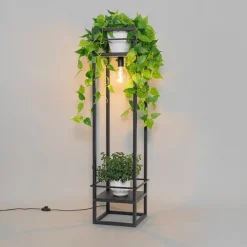 Industriële vloerlamp zwart - Cage Rack