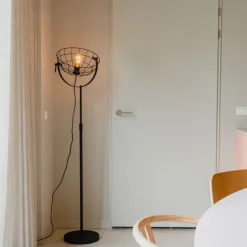 Industriële vloerlamp zwart 35 cm verstelbaar - Hanze