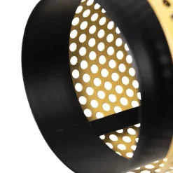 Industriële vloerlamp zwart met goud 3-lichts - Kayden