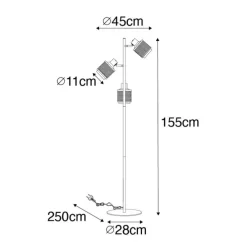 Industriële vloerlamp zwart met goud 3-lichts - Kayden