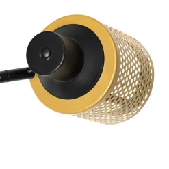 Industriële vloerlamp zwart met goud 3-lichts - Kayden