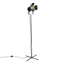 Industriële vloerlamp zwart kantelbaar - Movie