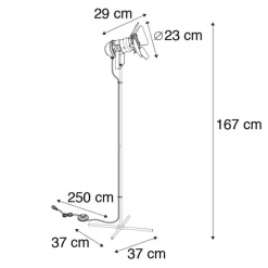Industriële vloerlamp zwart kantelbaar - Movie