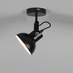 Industriële wand- en plafondlamp zwart kantelbaar - Guida