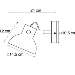 Industriële wand- en plafondlamp zwart kantelbaar - Guida