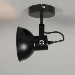 Industriële wand- en plafondlamp zwart kantelbaar - Guida