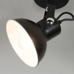 Industriële wand- en plafondlamp zwart kantelbaar - Guida