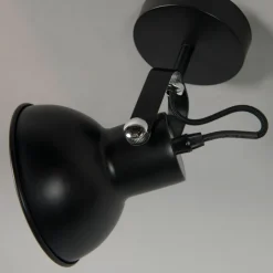 Industriële wand- en plafondlamp zwart kantelbaar - Guida